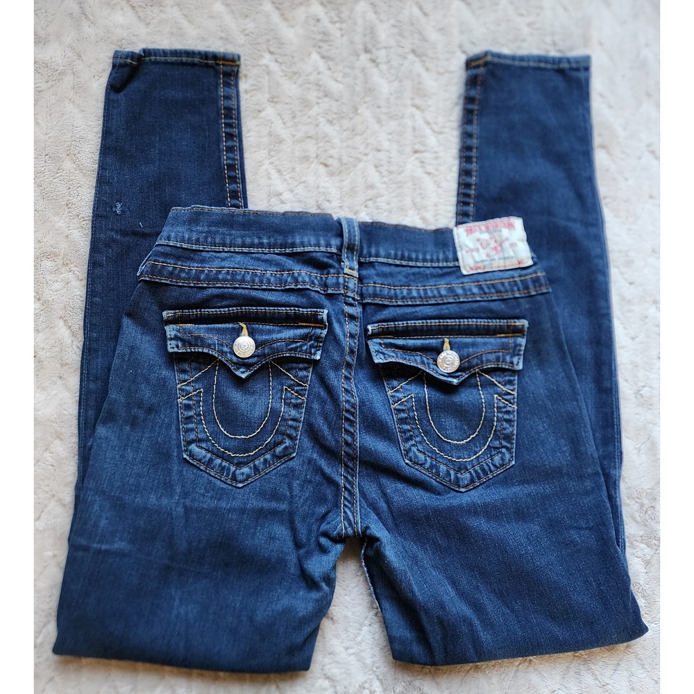 True Religion Misty Skinny Jeans Dark Wash Flap Pocket Size 31 Made in USA